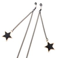Steel-colored metal non-slip chain, pendant black star, for glasses and masks GL371