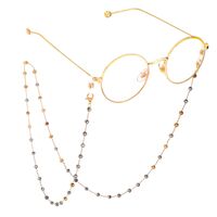 Металлическая нескользящая цепочка золотого цвета, с хрустальными шариками разных цветов, для очков и масок GL725