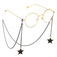 Steel-colored metal non-slip chain, pendant black star, for glasses and masks GL371