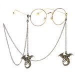 Bronze-colored metal non-slip chain, with a flying dragon pendant, for glasses and masks GL199