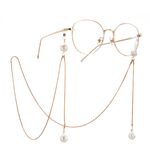 Gold-colored metal non-slip chain, with pendant with pearl, for glasses and masks GA037