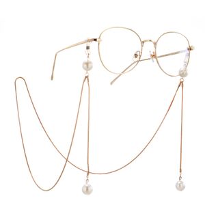 Gold-colored metal non-slip chain, with pendant with pearl, for glasses and masks GA037