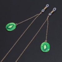 Gold-colored metal non-slip chain, with pendant kiwi, for glasses and masks GL658