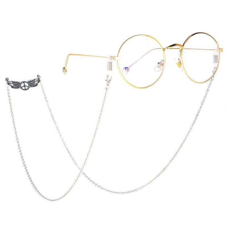 Металлическая нескользящая цепочка серебряного цвета, с крыльями мира, для очков и масок GL207