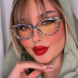 Plastic glasses with blue light protection and rhinestones for women 22029镶钻-PN