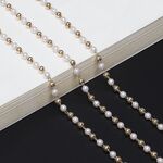 Gold-colored metal non-slip chain, with copper and pearl beads, for glasses and masks GL520