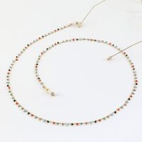 Металлическая нескользящая цепочка золотого цвета, с цветными бусинами, для очков и масок GL985