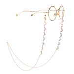 Gold-colored metal non-slip chain, with moon pendant, for glasses and masks GL951