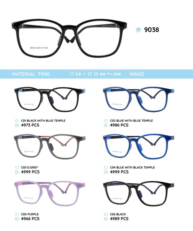 TR90 plastic eyeglasses frame for kids 9038