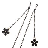 Металлическая нескользящая цепочка черного цвета, с подвеской в виде цветка, для очков и масок GL368