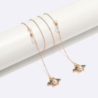 Gold-colored metal non-slip chain, with pendant bee with pear, for glasses and masks GL1528
