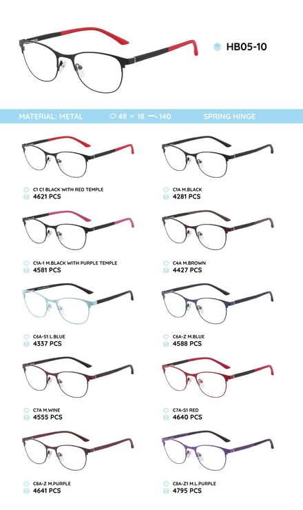 Metal frame with temples made of TR-90 material HB05-10