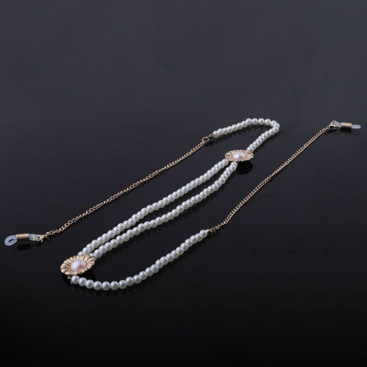 Gold-colored metal non-slip chain, with pearl, for glasses and masks GL146