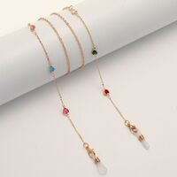 Gold-colored metal non-slip chain, with colorful heart, for glasses and masks GL1847