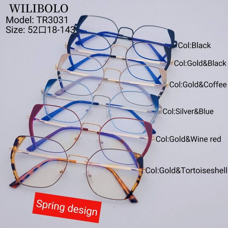 Metal +TR90 ultrathin women's frames with spring hinges Wilibolo TR3031