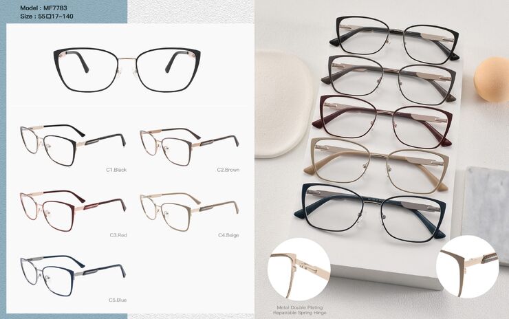 Оправа женская пластиковая из ацетата, комбинированная с металлом, с флексом Big City MF7783