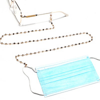 Металлическая цепочка для очков и масок с чёрными стразами GL1147