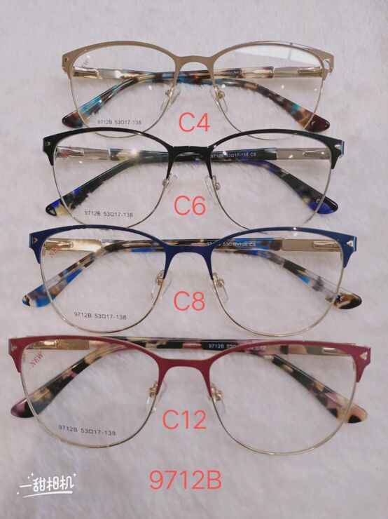 Metal frame for glasses with spring hinges 9712B