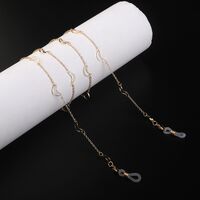 Gold-colored metal non-slip chain, with moon, for glasses and masks GL970