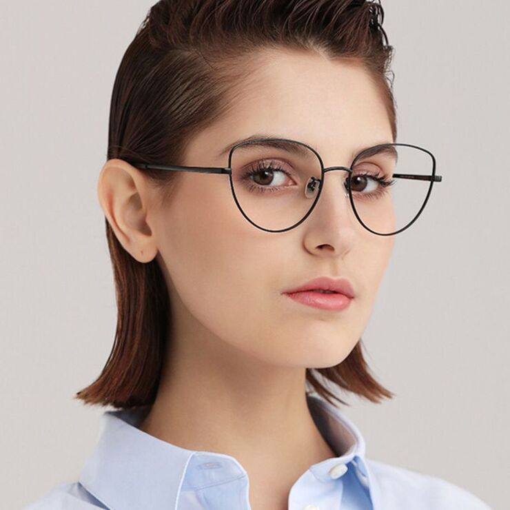 Metal glasses with blue light protection for women 35049-PN