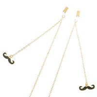 Gold-colored metal non-slip chain, with a mustache pendant, for glasses and masks GL280