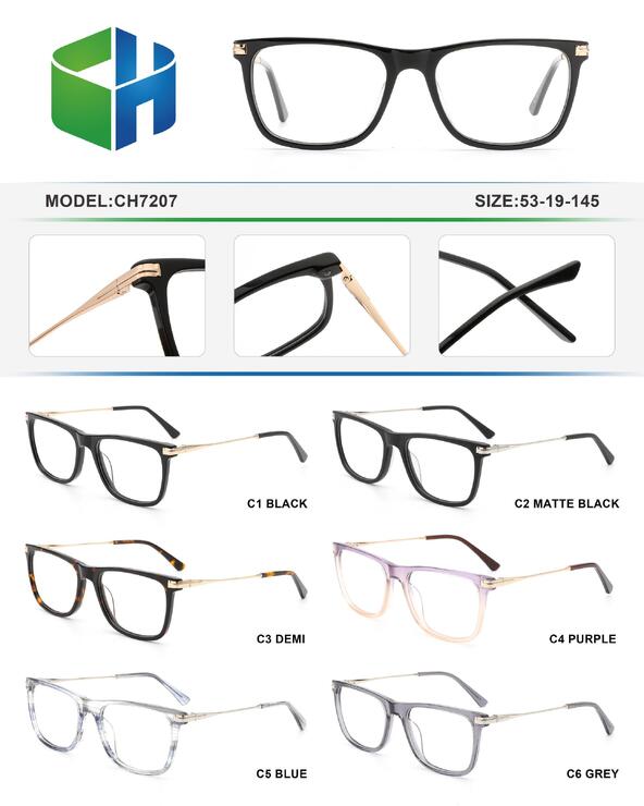 Plastic acetate frame for women with spring hinges CH7207-DA