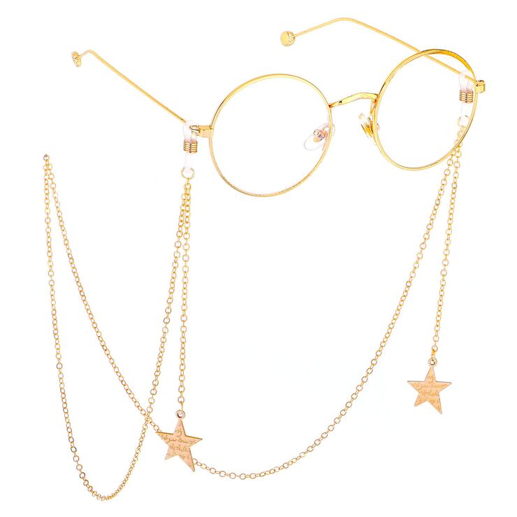 Metal non-slip chain, with pendant star, for glasses and masks GL483