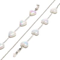 Metal non-slip chain silver, with pearl heart, for glasses and masks GS062