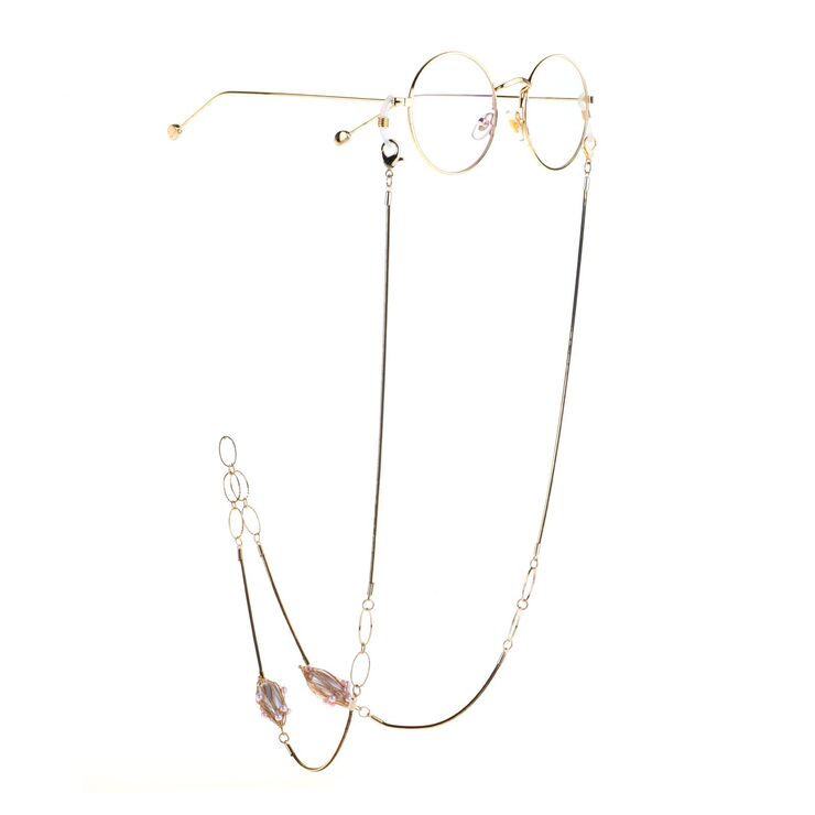 Gold-colored metal non-slip chain, with gold pearl, for glasses and masks GL1016