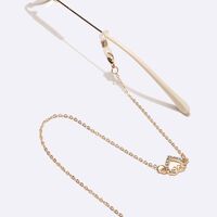 Gold-colored metal non-slip chain, with heart with rhinestone, for glasses and masks GL1457
