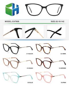 Plastic acetate frame for women with spring hinges CH7909-DA
