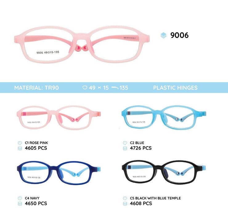 TR90 plastic eyeglasses frame for kids 9006