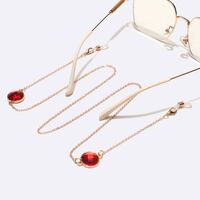 Металлическая нескользящая цепочка золотого цвета, с красными кристаллами, для очков и масок GL1604