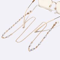 Gold-colored metal non-slip chain, with crystal and copper beads, for glasses and masks GL1601