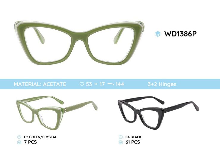 Plastic acetate eyeglasses frame for women WD1386P