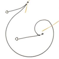 Black-colored metal non-slip chain, with pendant hollow heart, for glasses and masks GL366