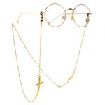 Gold-colored metal non-slip chain, with a cross, for glasses and masks GL042