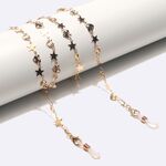 Gold-colored metal non-slip chain, with copper star and heart, for glasses and masks GL1608
