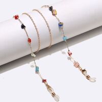 Gold-colored metal non-slip chain, with glass beads, for glasses and masks GL1468