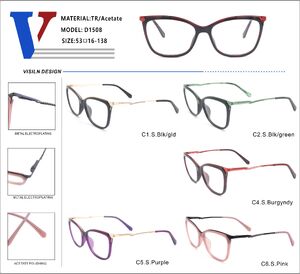 Plastic acetate TR90 + metall frame with spring hinges D1508-DA