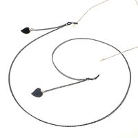 Black-colored metal non-slip chain, with pendant heart, for glasses and masks GL860
