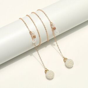 Металлическая нескользящая цепочка золотого цвета, с жемчужным шаром, для очков и масок GL1845