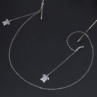 Silver-colored metal non-slip chain, with pendant turtle, for glasses and masks GL234