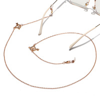 Golden rhinestone crown glasses chain GL1212