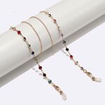 Gold-colored metal non-slip chain, with colored rhinestones, for glasses and masks GL1550