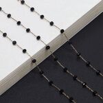 Металлическая нескользящая цепочка, с черными хрустальными шариками, для очков и масок GL724