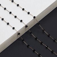 Gold-colored metal non-slip chain, with  black crystal beads, for glasses and masks GL724