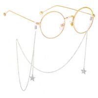 Metal non-slip chain, with pendant star with rhinestone, for glasses and masks GL407