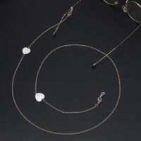 Gold-colored metal non-slip chain, with white heart, for glasses and masks GL706