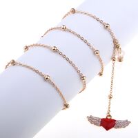 Металлическая нескользящая цепочка золотого цвета, с сердцем с крыльями и бусинами, для очков и масок GL792